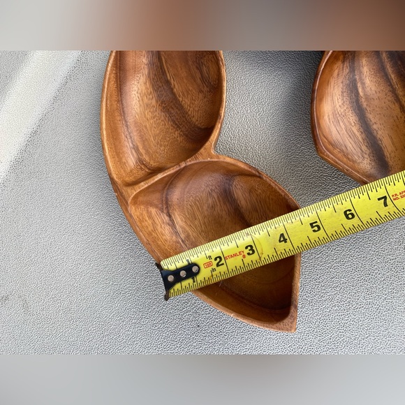 2 Vintage 2 Compartment Wooden Bowls Tray. 11.75” wide. - Picture 7 of 8